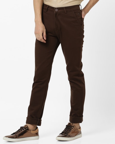 Dark Brown Corduroy Trousers -Stancliffe Flat-Front in 8-Wale Cotton by  Fort Belvedere