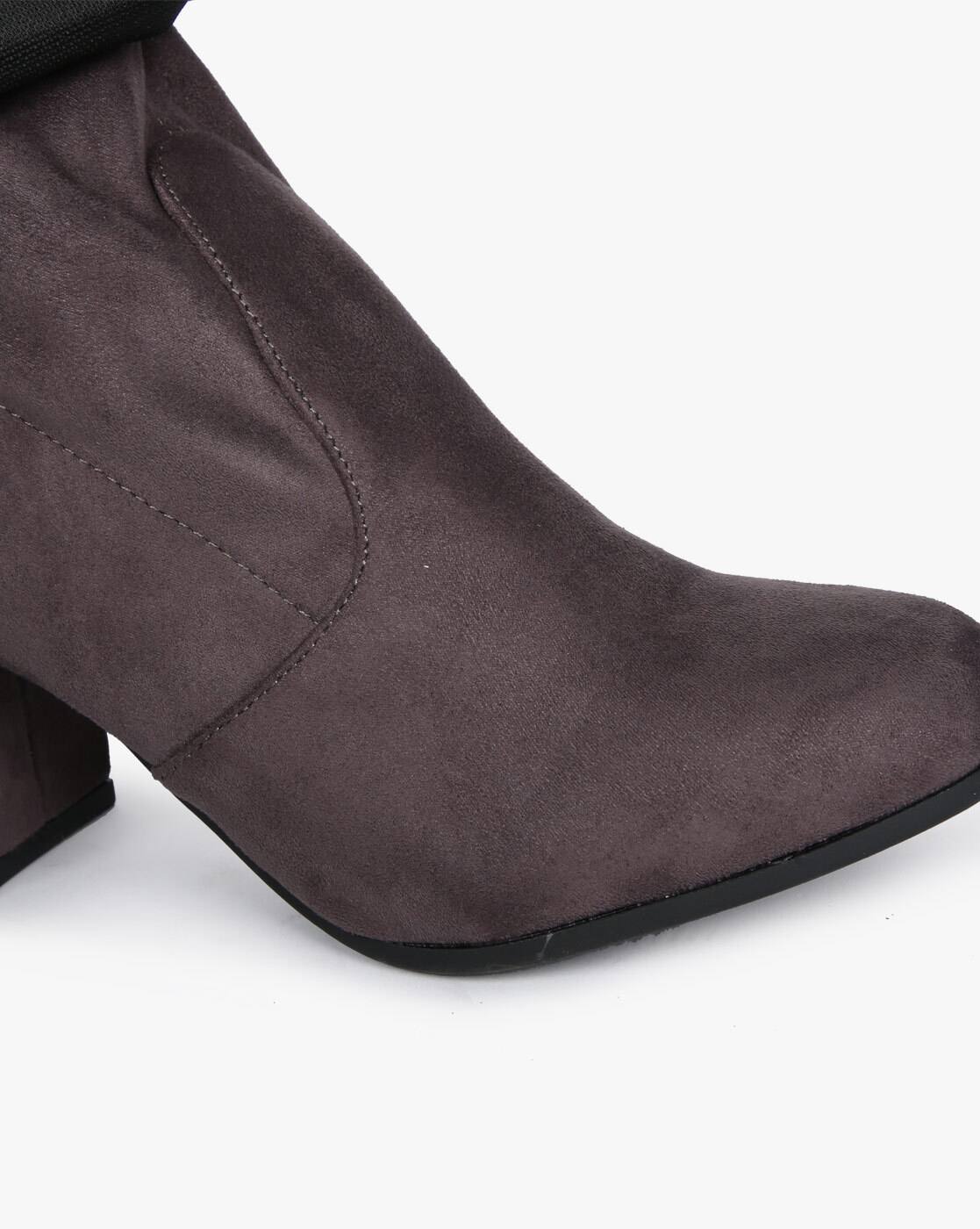 Thigh-High Boots with Block Heels