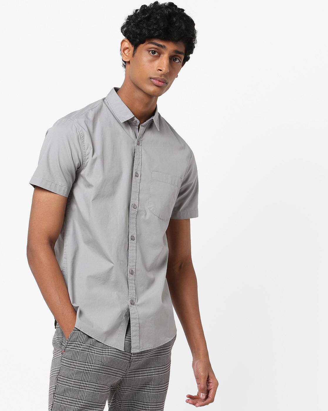 dark grey slim fit shirt