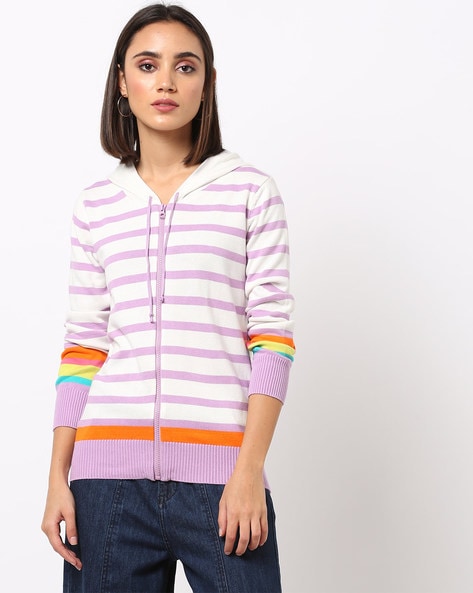 striped zip hoodie