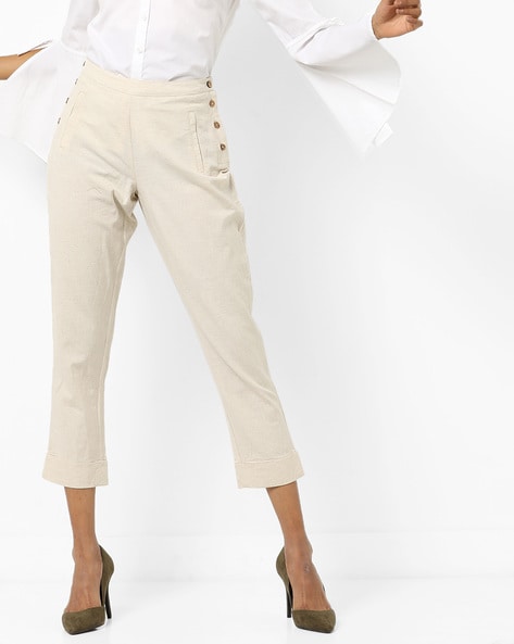 Buy Beige Trousers & Pants for Women by AJIO Online