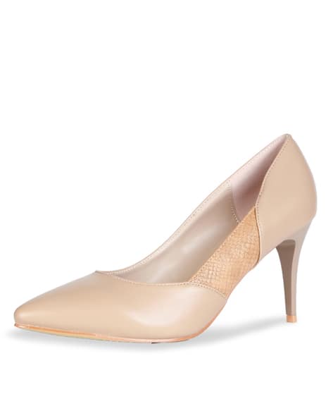 Textured Pointed-Toe Cone Heels