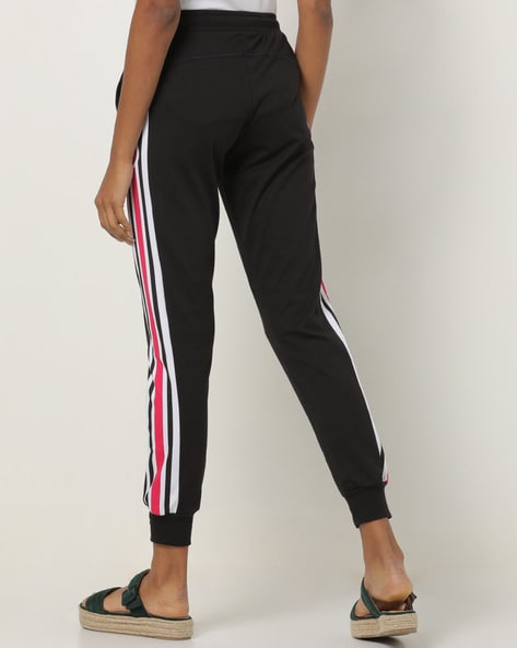 Women Straight Track Pants with Contrast Stripes
