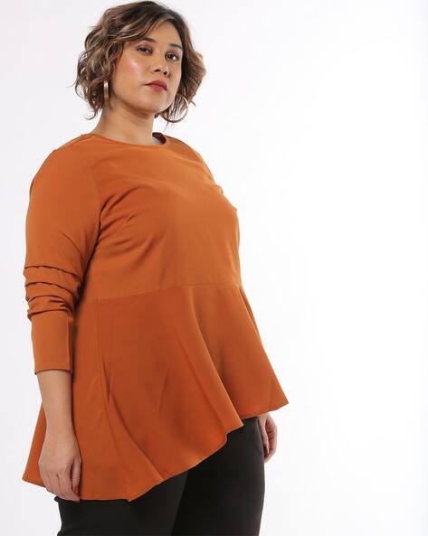 asymmetrical peplum top plus size