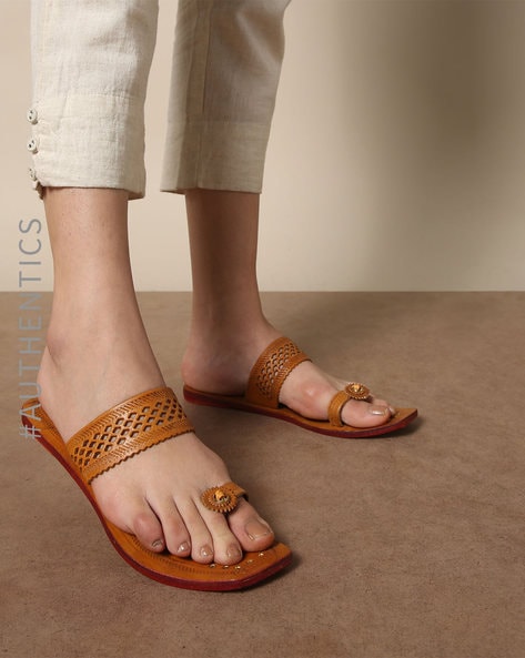 Buy Tan Brown Flip Flop Slippers for Women by Indie Picks Online