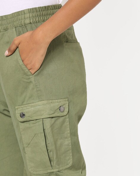 Female Olive Green Cargo Trousers (6 pockets) – Loopster