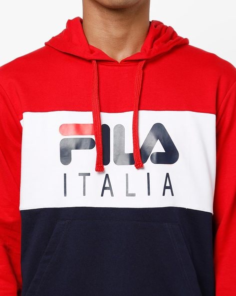 Fila red white shop and blue hoodie