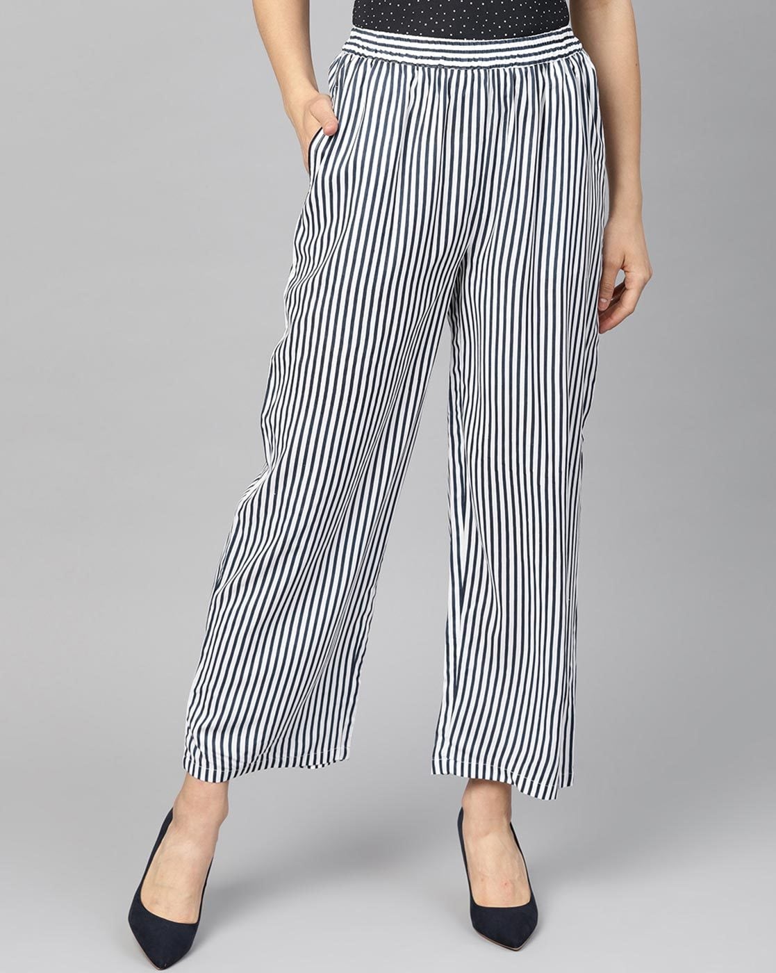 womens blue and white striped pants