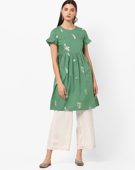 ajio green dress