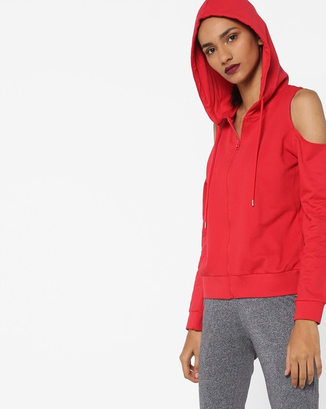 cold shoulder hooded sweatshirt