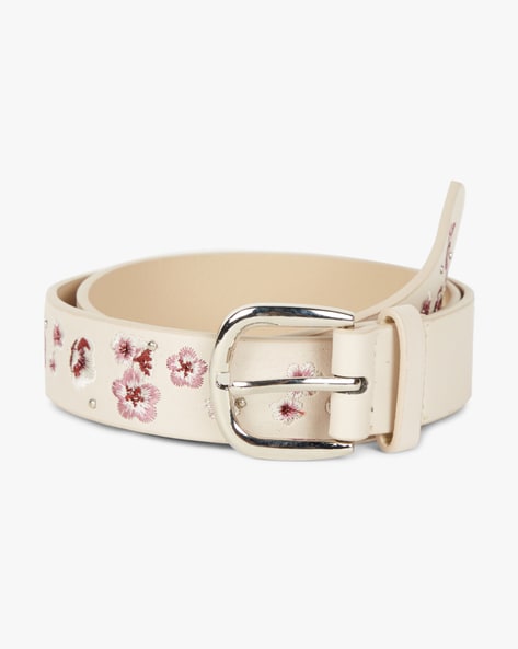 Embroidered Belt with Buckle Closure