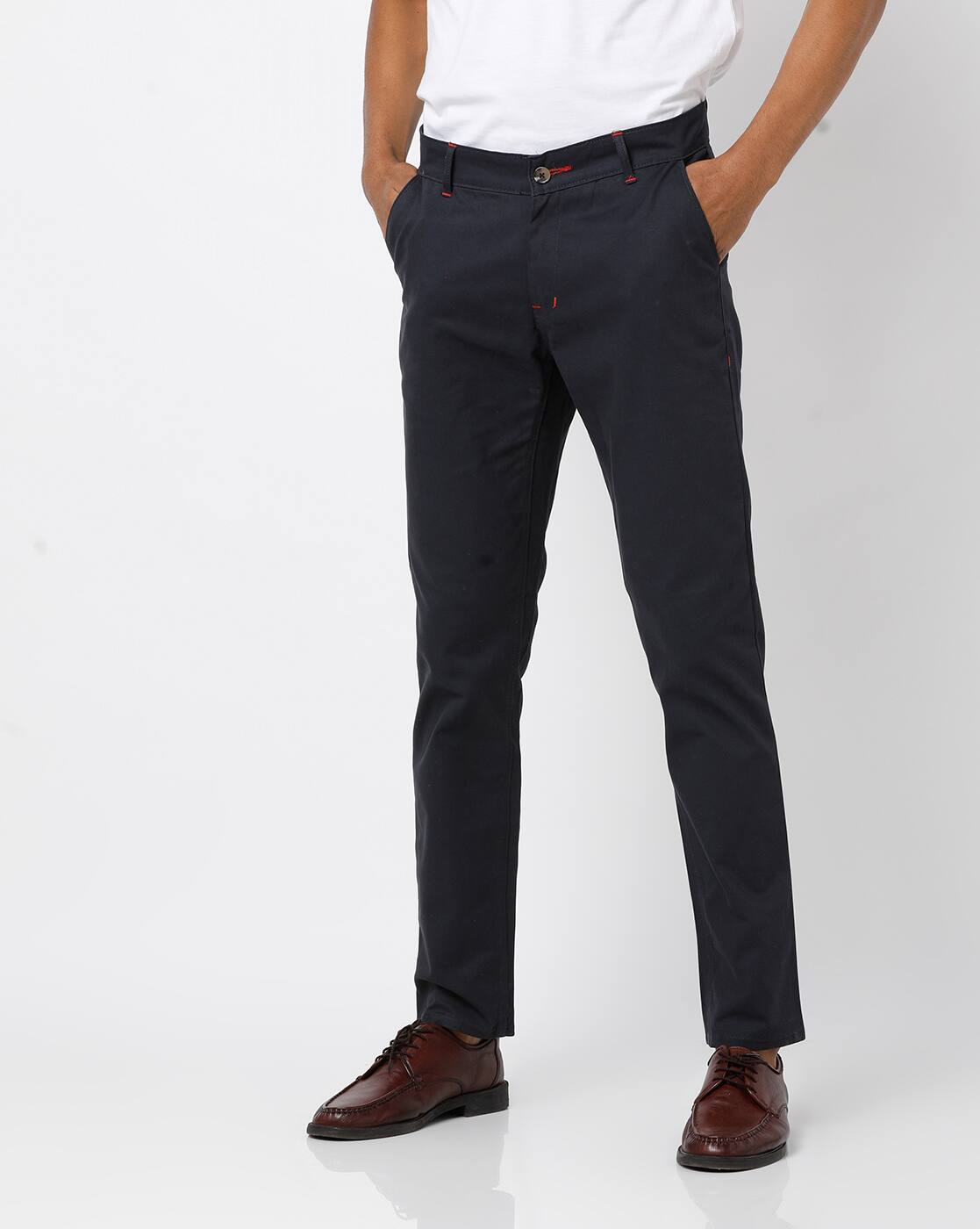 navy blue slim fit chinos