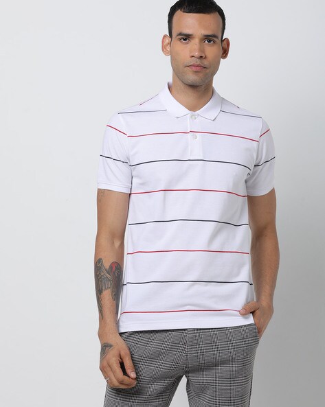 Striped Polo T-shirt with Vented Hems