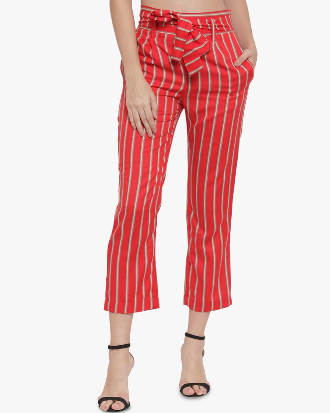 Buy Pepe Jeans White  Red Cotton Striped Straight Leg Jeans for Women  Online  Tata CLiQ