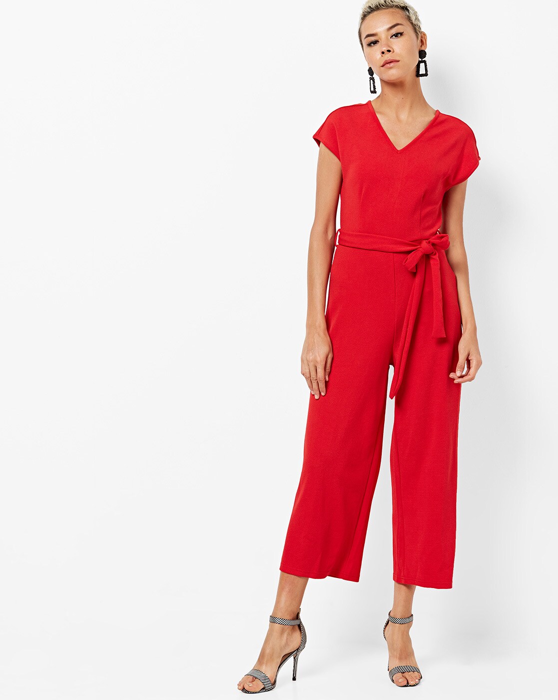 v neck culotte jumpsuit