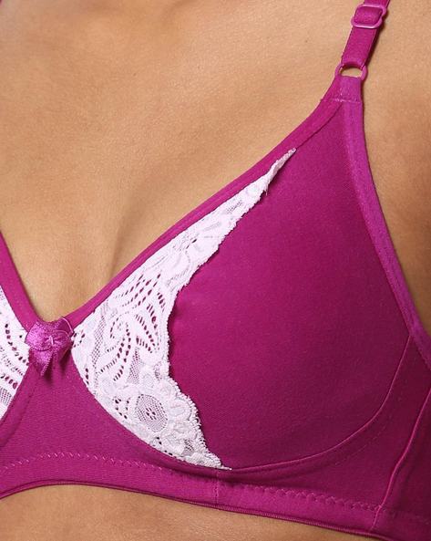 Non-Padded Bra with Lace Inset