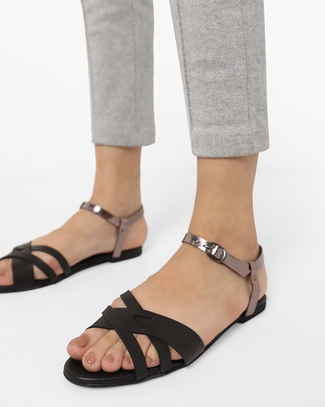 Criss Cross Sandals with Detachable Ankle Straps