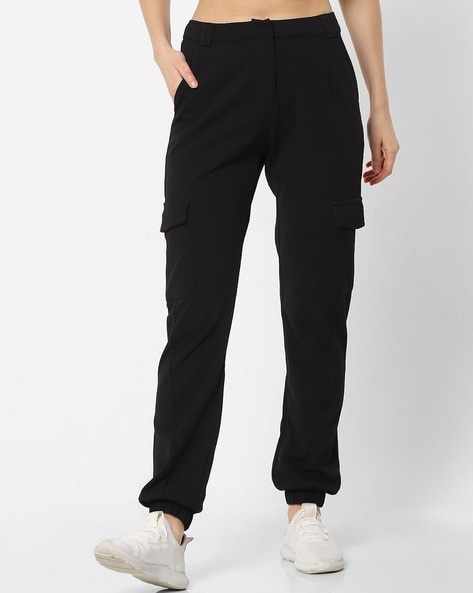 Plus Size Black Double Pleat Jersey Stretch Joggers  Yours Clothing