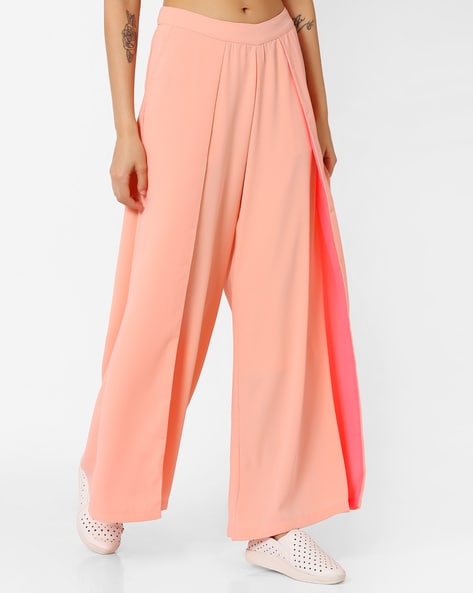 Peach Satin Georgette Printed Palazzo Pants Design by Phatakaa at Pernia's  Pop Up Shop 2024