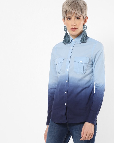 Blue ombre 2024 shirt womens