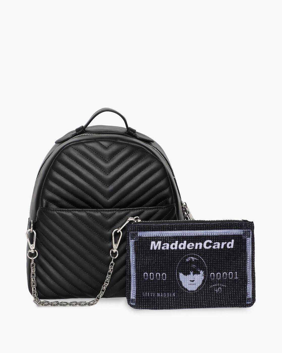 steve madden black quilted backpack