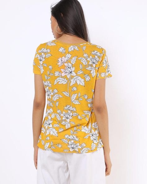 Floral Print V-neck T-shirt (Image - 1)