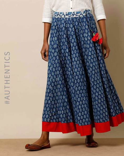 Indigo cotton outlet skirt