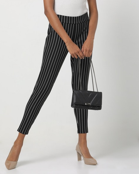 striped ankle length pants