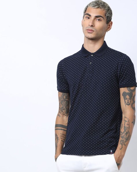 Printed Polo T-shirt with Vented Hemline