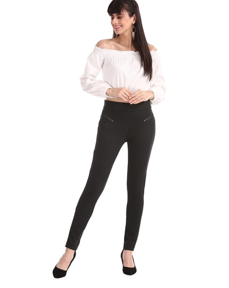 Buy Charcoal Grey Trousers & Pants for Women by Elle Studio Online