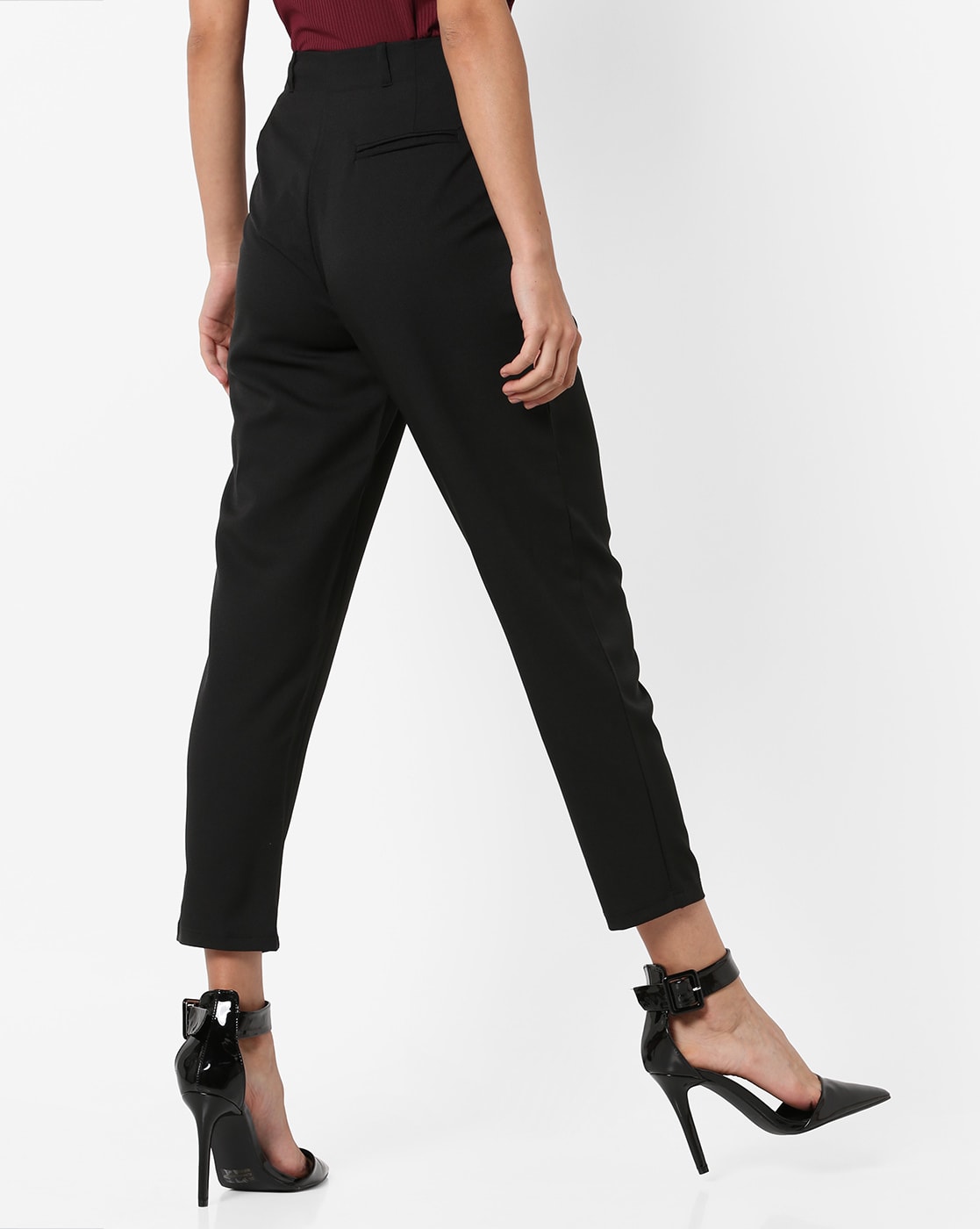 Flounce London Petite basic high waisted wide leg trousers in black | ASOS