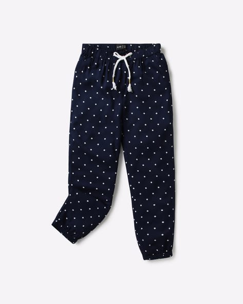 Polka-Dot Print Trousers With Elasticated Hems
