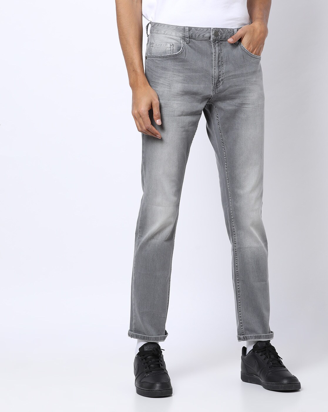 men's relaxed fit grey jeans