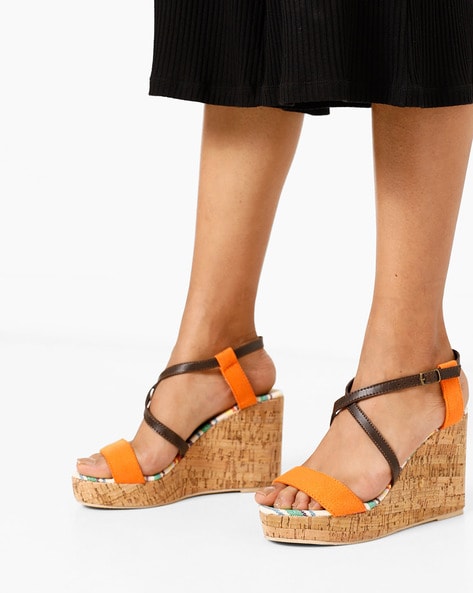 Orange wedge online heels