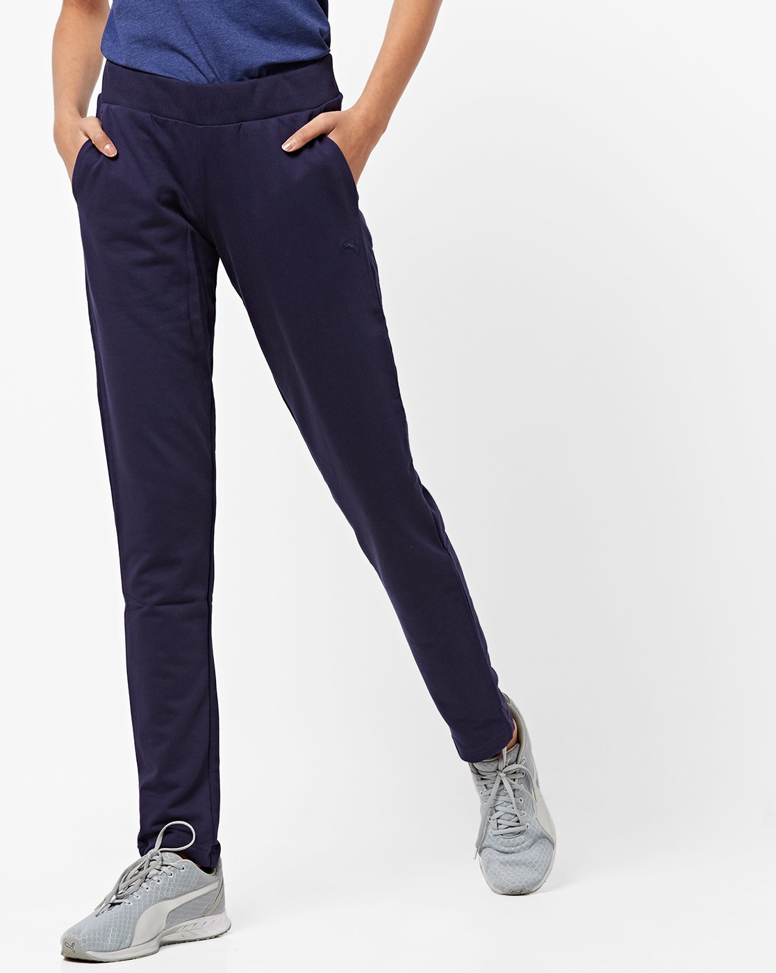 puma navy polyester lycra trackpants