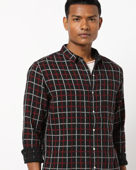 levis black check shirt