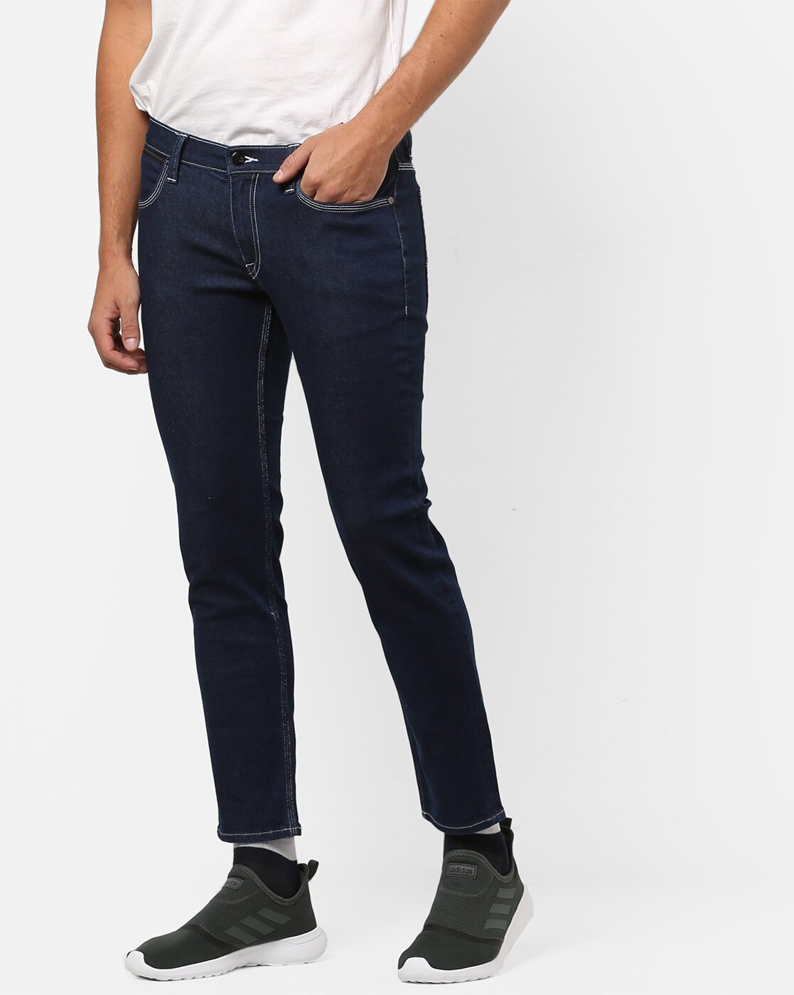 New Men's Lee Brooklyn Jeans One Wash Dark Blue Regular Fit Comfort Leg Denim
