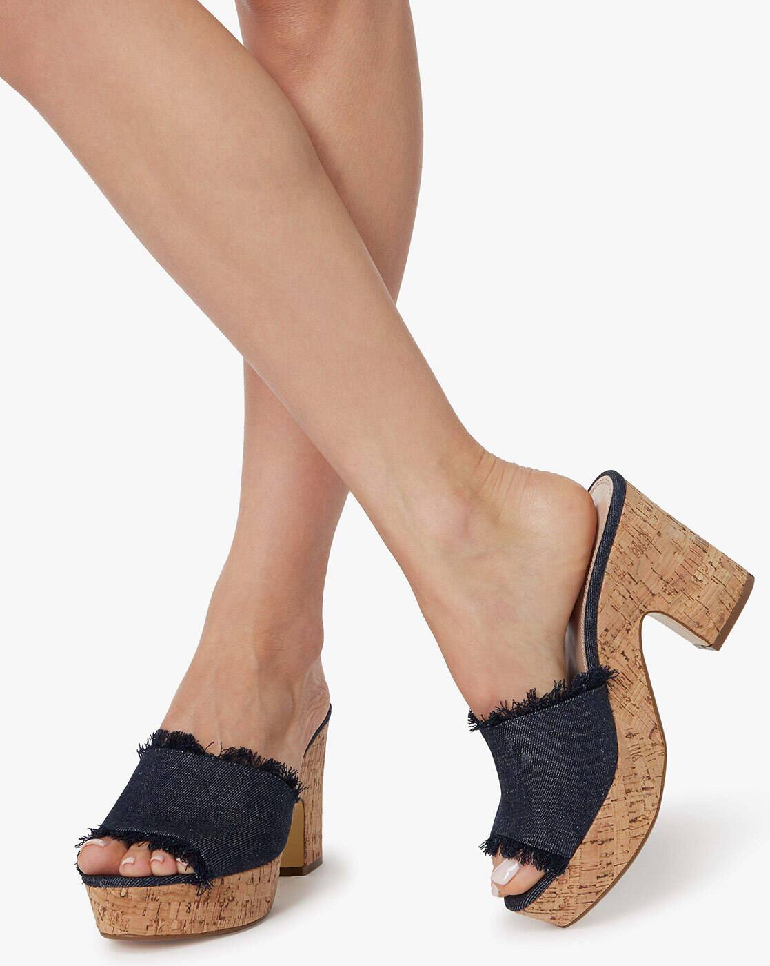 dark blue heeled sandals