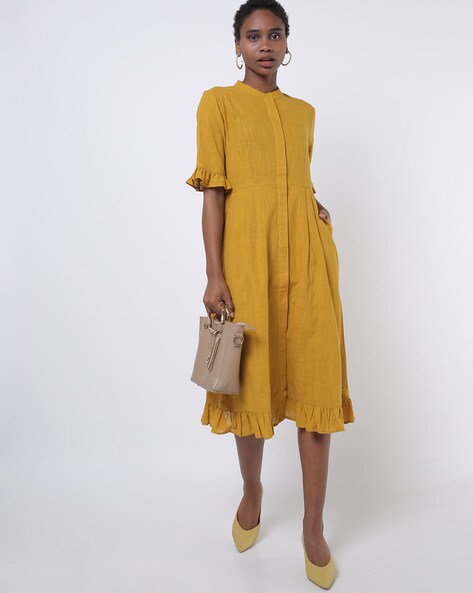 Collared discount yellow dress