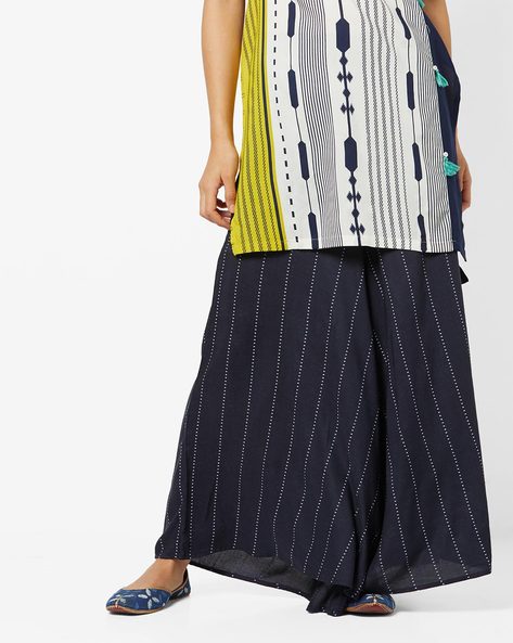 Striped Mid-Rise Palazzo Pants Price in India
