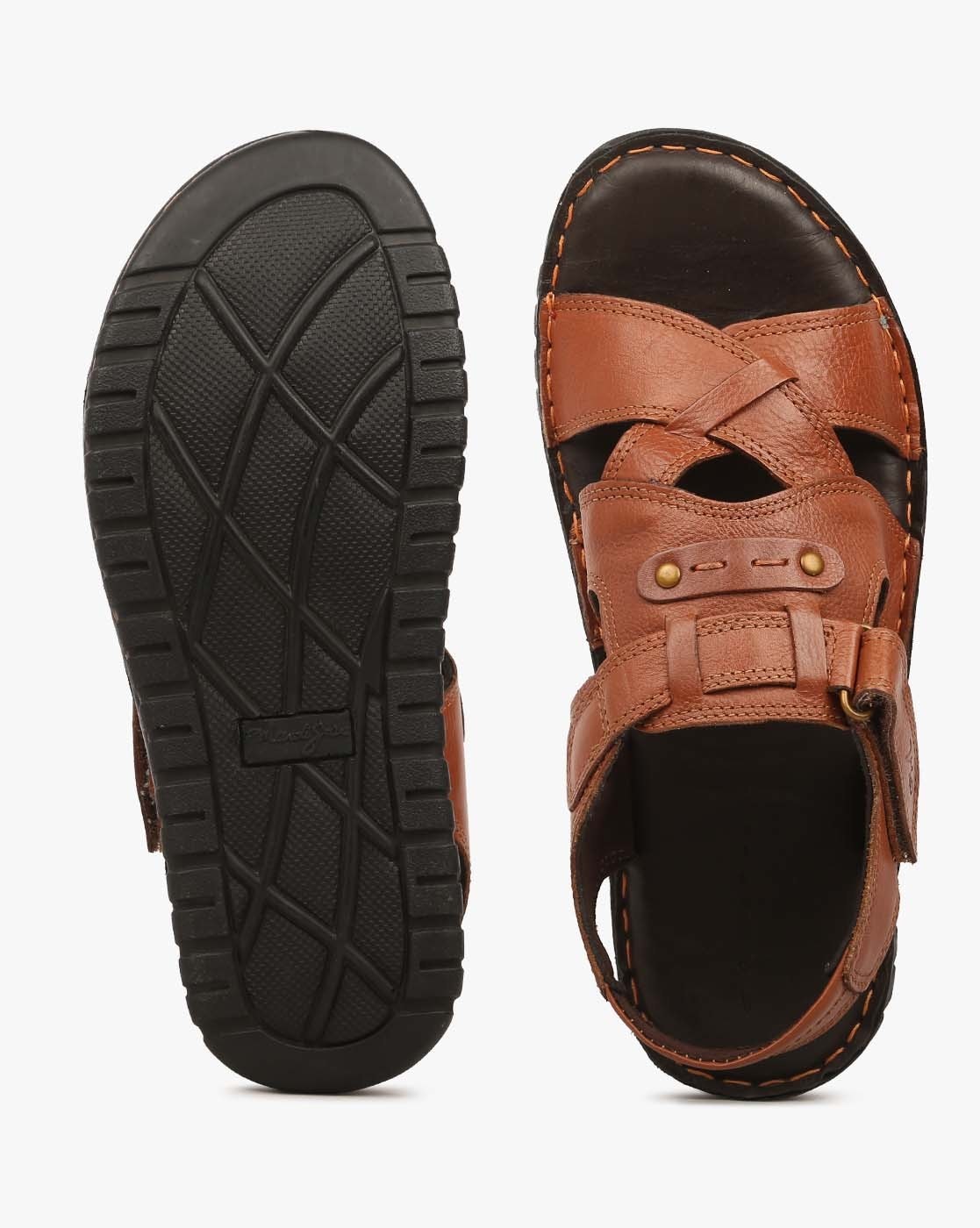 MARDI GRAS Men's Leather Sandals in Brown | Double Strap Closure | PU Sole,  Leather Lining, Texon Insole, EVA/FOAM Midsole | Brass Antique Trims :  Amazon.in: Fashion