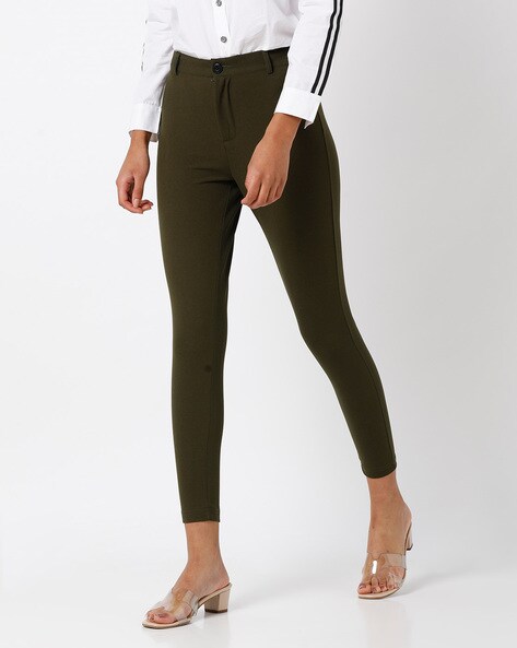 olive green skinny pants womens