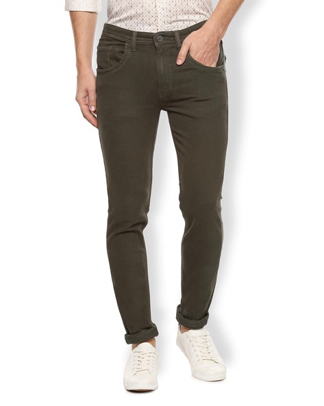 olive green slim fit jeans