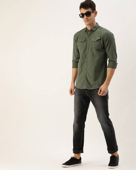 Buy Olive Green Shirts for Men by iVOC 