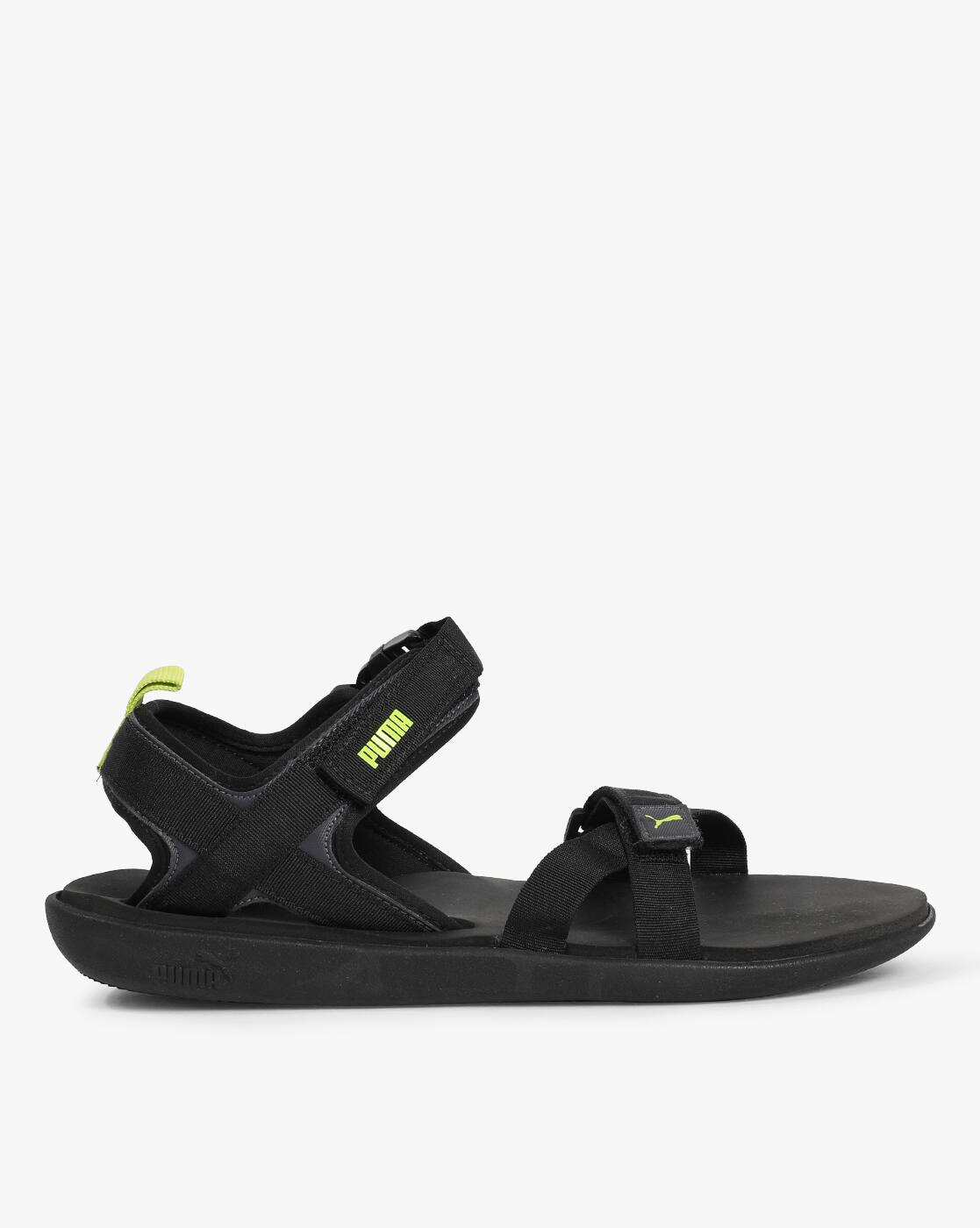 Buy Black \u0026 Lime Green Sandals for Men 