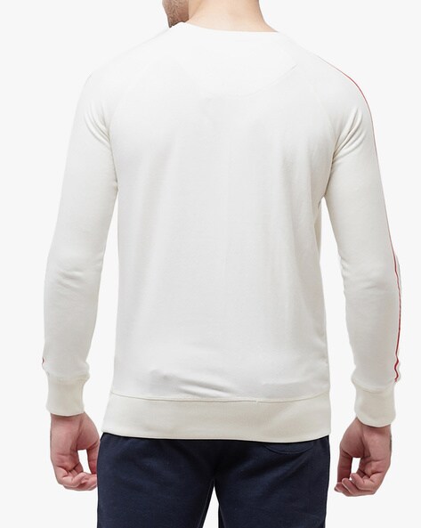 white crew neck sweaters