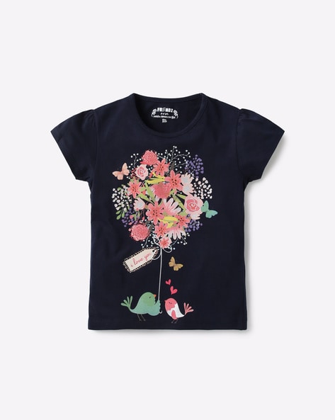 Buy Navy Blue Tshirts for Girls by KG FRENDZ Online