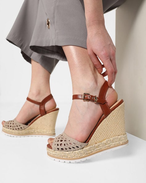 Buy Brown \u0026 Cream Heeled Sandals for 