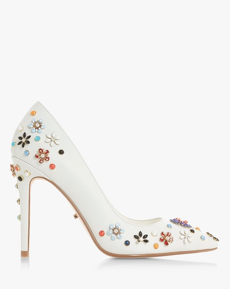 Floral embellished outlet heels