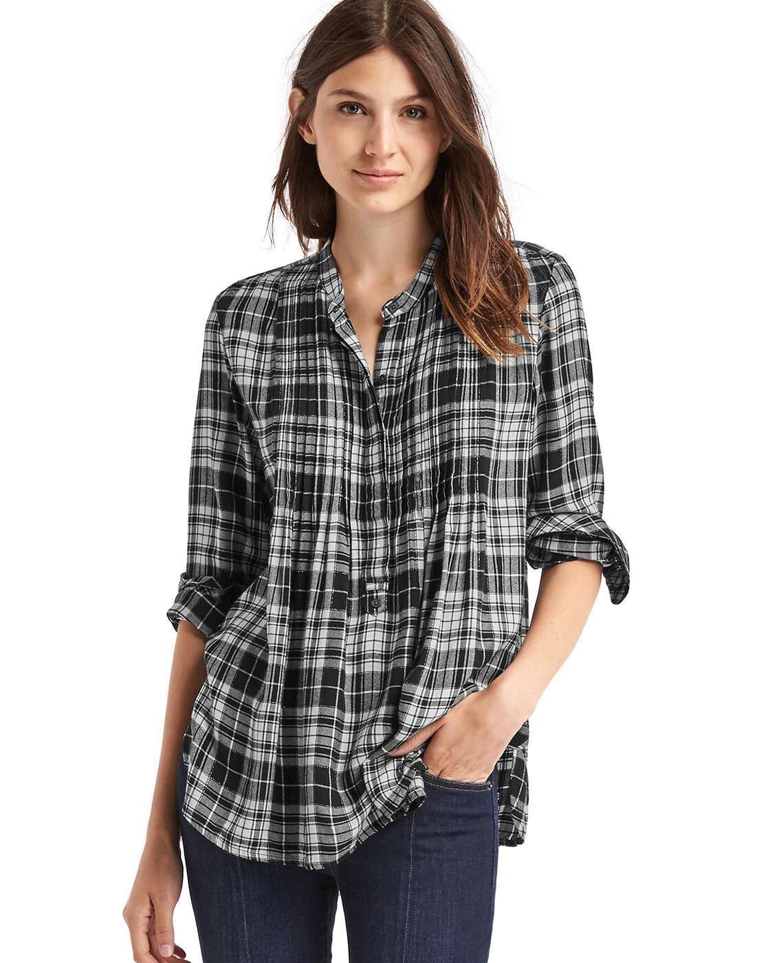 grey checked shirt womens